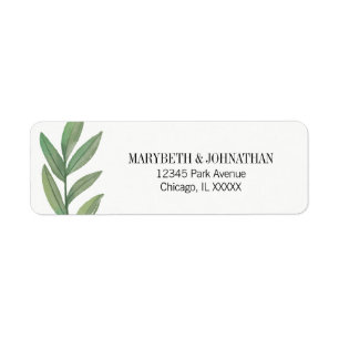 Watercolor Greenery Wedding Address Label