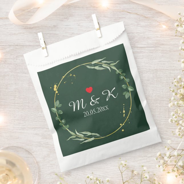 Watercolor Greenery Wedding  Favour Bags (Clipped)