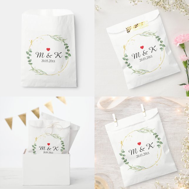 Watercolor Greenery Wedding  Favour Bags (Watercolor Greenery Wedding Favor Bag)