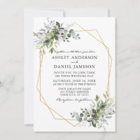 Watercolor Greenery Wedding Geometric Frame