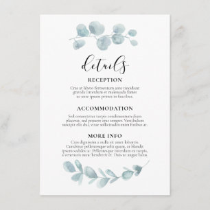 Watercolor greenery wedding guest information enclosure card