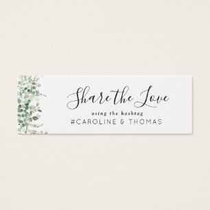 watercolor greenery wedding hashtag card