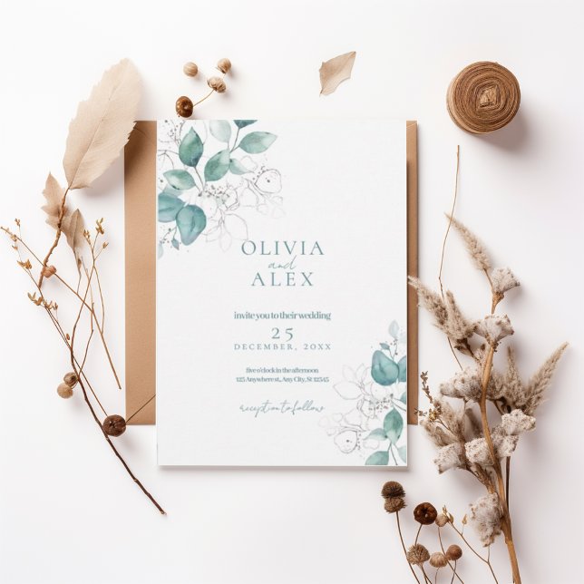 Watercolor Greenery Wedding Invitation (Creator Uploaded)