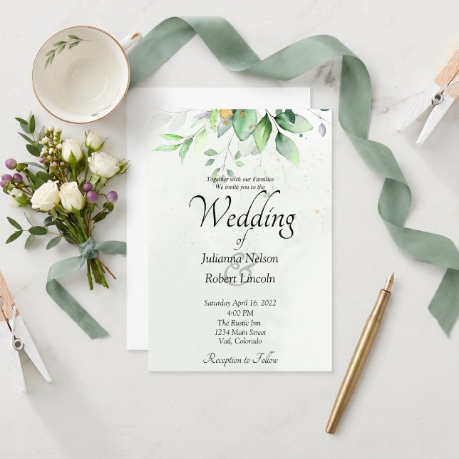 Watercolor greenery wedding invitation (Creator Uploaded)
