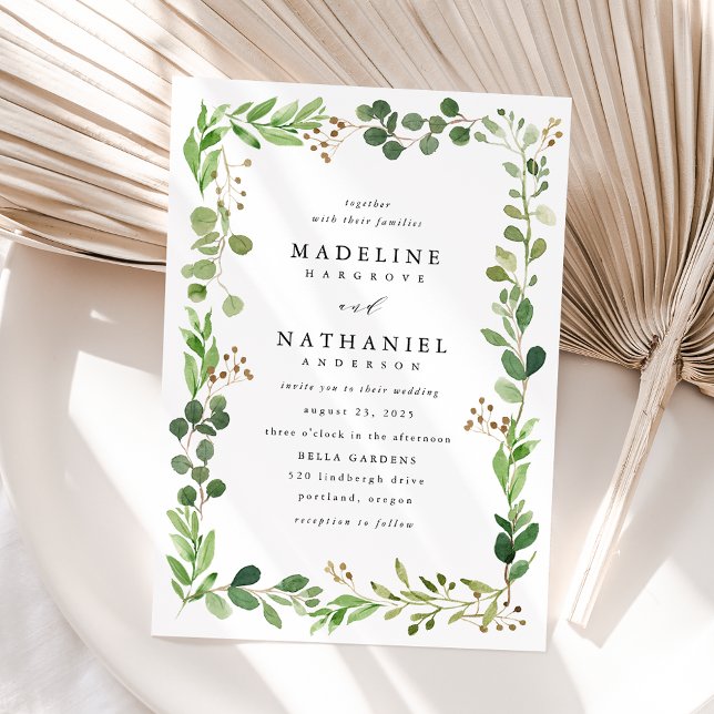 Watercolor Greenery | Wedding Invitation (Creator Uploaded)