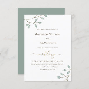 watercolor greenery wedding invitation