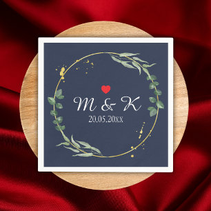 Watercolor Greenery Wedding  Napkin