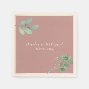 Watercolor Greenery Wedding Napkins