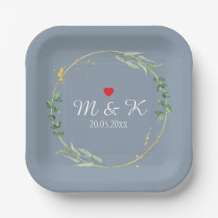 Watercolor Greenery Wedding Paper Plate