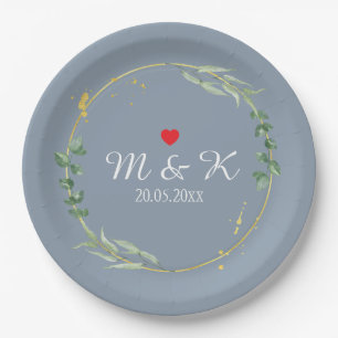 Watercolor Greenery Wedding  Paper Plate