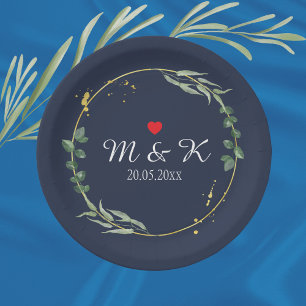Watercolor Greenery Wedding  Paper Plate
