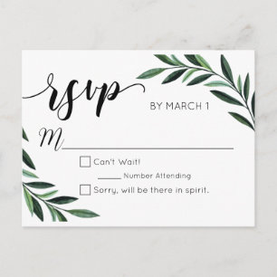 Watercolor Greenery Wedding Postcard RSVP