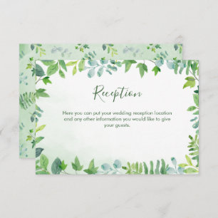 Watercolor Greenery Wedding Reception Card