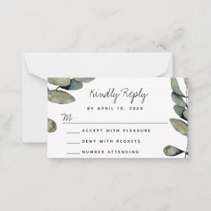 Watercolor Greenery Wedding Response RSVP Card