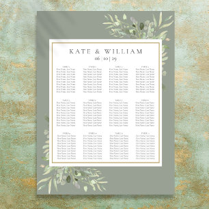 Watercolor Greenery Wedding Seating Chart