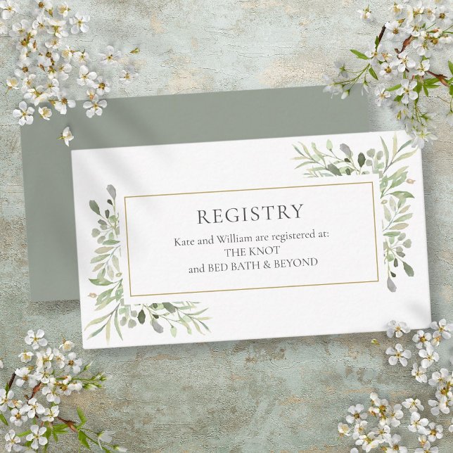 Watercolor Greenery Wedding Shower Gift Registry Enclosure Card (Watercolor Greenery Wedding Shower Gift Registry Enclosure Card)