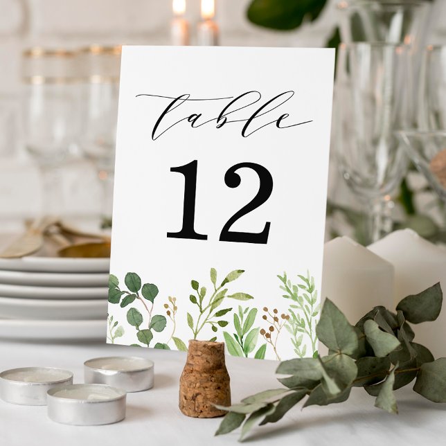 Watercolor Greenery Wedding Table Number (Creator Uploaded)