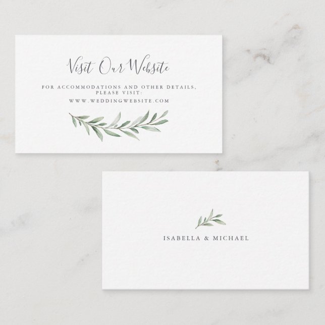 Watercolor greenery wedding website Insert card (Front/Back)