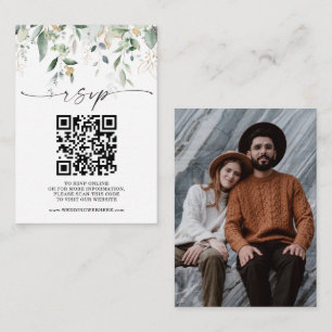Watercolor Greenery Wedding Website QR Code RSVP Enclosure Card