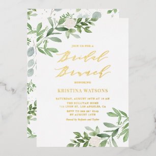 Watercolor Greenery White Flowers Bridal Brunch