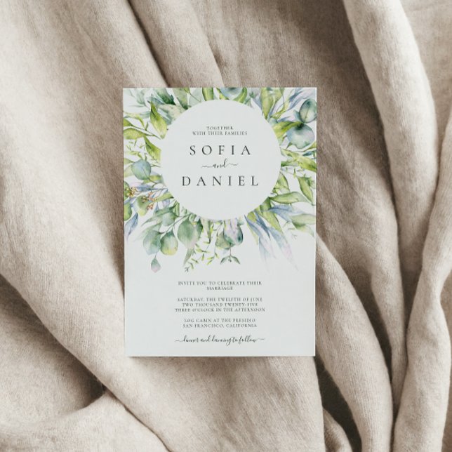 Watercolor Greenery Winter Wedding Party Invitation (Creator Uploaded)