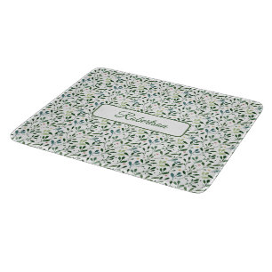 Watercolor greenery with name cutting board