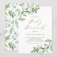 Watercolor Greeney and White Flowers Baby Brunch