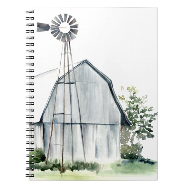 Watercolor Grey Barn Notebook (Front)