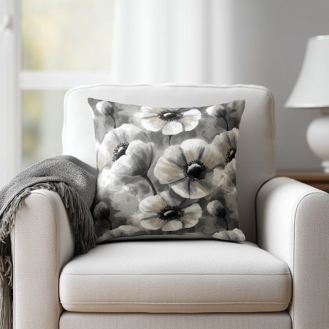 Watercolor Grey Floral Cushion (Creator Uploaded)