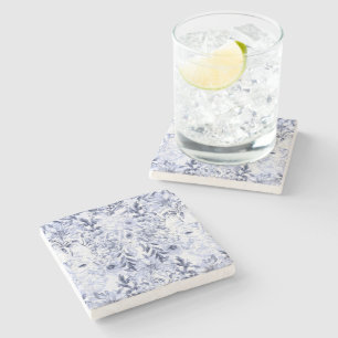 Watercolor grey floral hand paint stone coaster