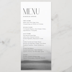 Watercolor Grey Ombre Modern Wedding Menu