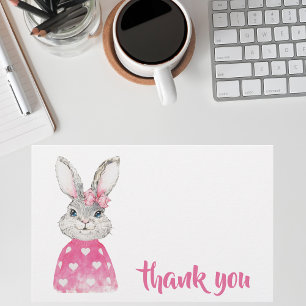 Watercolor Grey Rabbit / Preppy Cute Thank You  Stationery