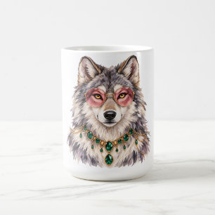 Watercolor Grey Wolf Cute Wildlife Art Coffee Mug