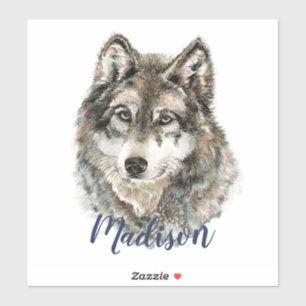 Watercolor Grey Wolf Wildlife Animal Nature Art