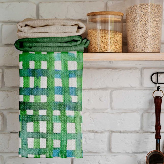 Watercolor grid – green tea towel (Creator Uploaded)