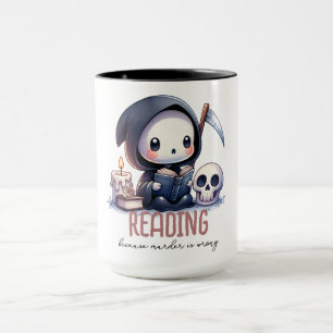 Watercolor Grim Reaper Book Lover Mug