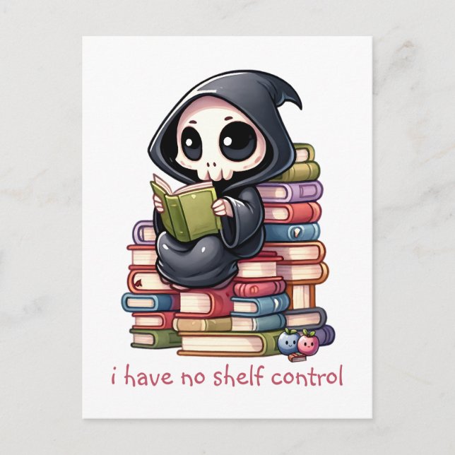 Watercolor Grim Reaper Book Lover  Postcard (Front)