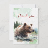Watercolor Grizzly Bear Wildlife Nature Animal
