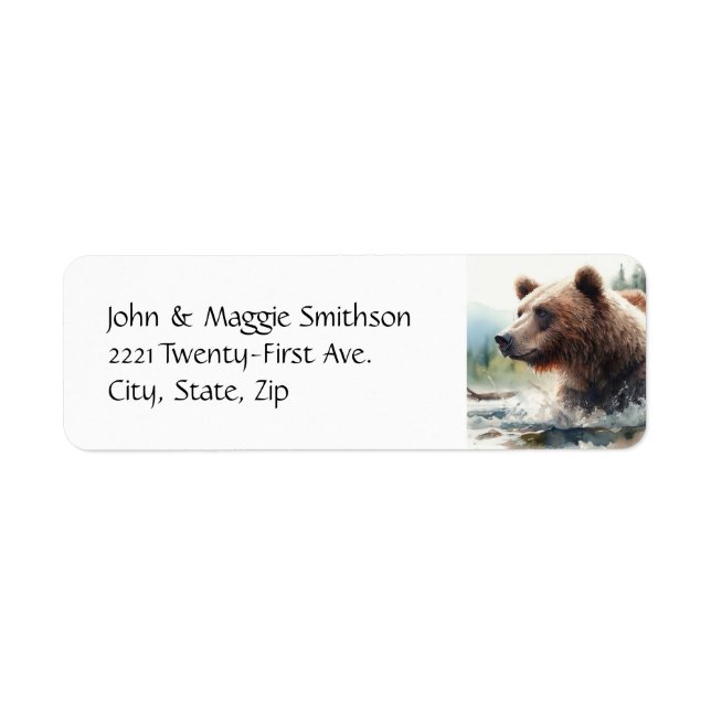 Watercolor Grizzly Bear Wildlife Nature Art (Front)