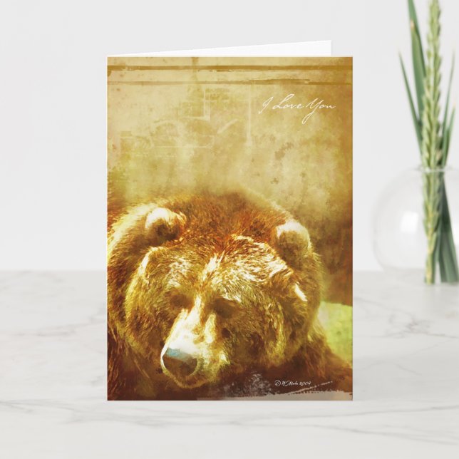 Watercolor Grizzly I Love You Card (Front)