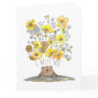 Watercolor Groundhog and Buttercups I Miss You