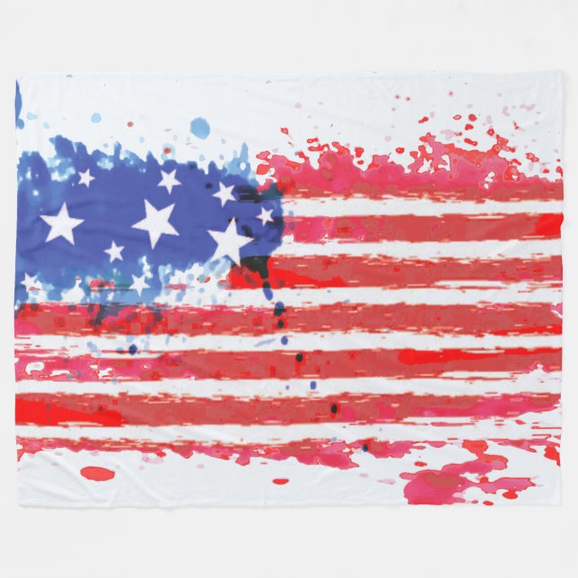 watercolor grunge American Flag blanket (Front (Horizontal))