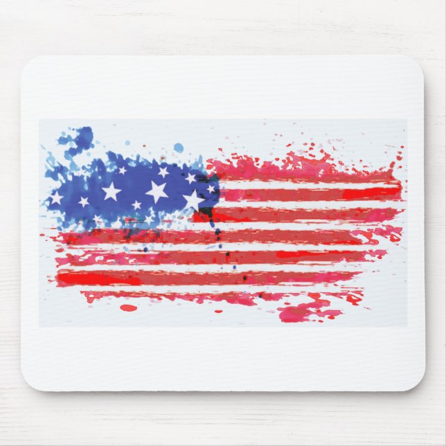 watercolor grunge American Flag Mouse Pad (Front)