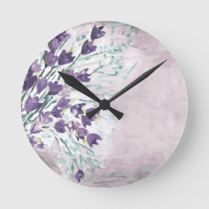 Watercolor grunge background with bells round clock