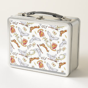 Watercolor GRYFFINDOR™ Hedwig Pattern Metal Lunch Box