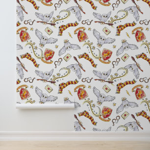 Watercolor GRYFFINDOR™ Hedwig Pattern Wallpaper