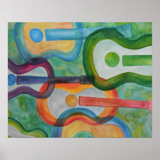 Watercolor Guitar Poster