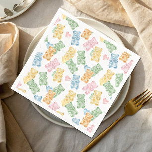 Watercolor Gummy Bears Baby Shower Napkin