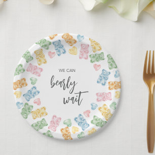 Watercolor Gummy Bears Baby Shower Paper Plate