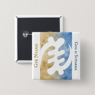 Watercolor Gye Nyame African Symbol with Meaning  15 Cm Square Badge